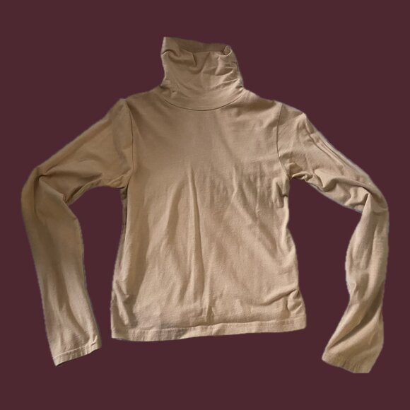 American Apparel Cotton Medium Beige/Nude Turtleneck - Picture 2 of 9